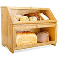 Double Layer Large Wooden Bread Box W56063