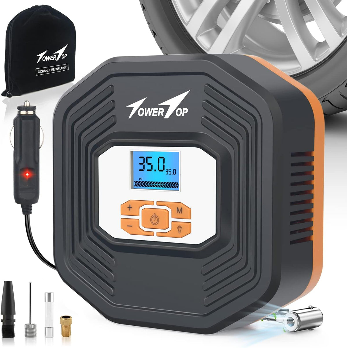 Portable 12V DC Air Compressor Tire Inflator 100PSI with Digital Pressure Gauge E8633