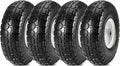 10 Flat Free Solid Rubber Tires with 3/4 Centered Bearings, 4 Pack C3000