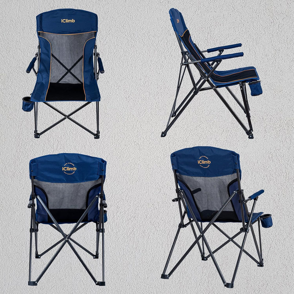 Heavy Duty Folding Mesh Camping Chair with Cup Holder and Carry Bag Q970