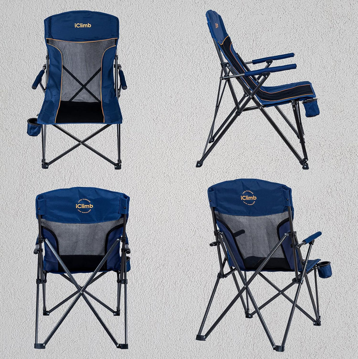 Heavy Duty Folding Mesh Camping Chair with Cup Holder and Carry Bag Q970