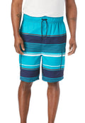 Navy Teal Stripe Big & Tall Printed Cargo Swim Trunks H74562