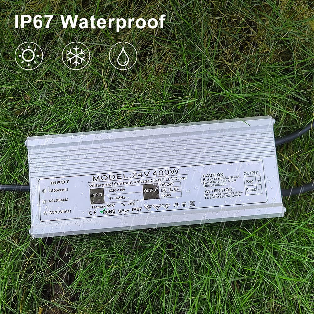 Waterproof IP67 400W 110V AC to 24V DC LED Power Supply L9965