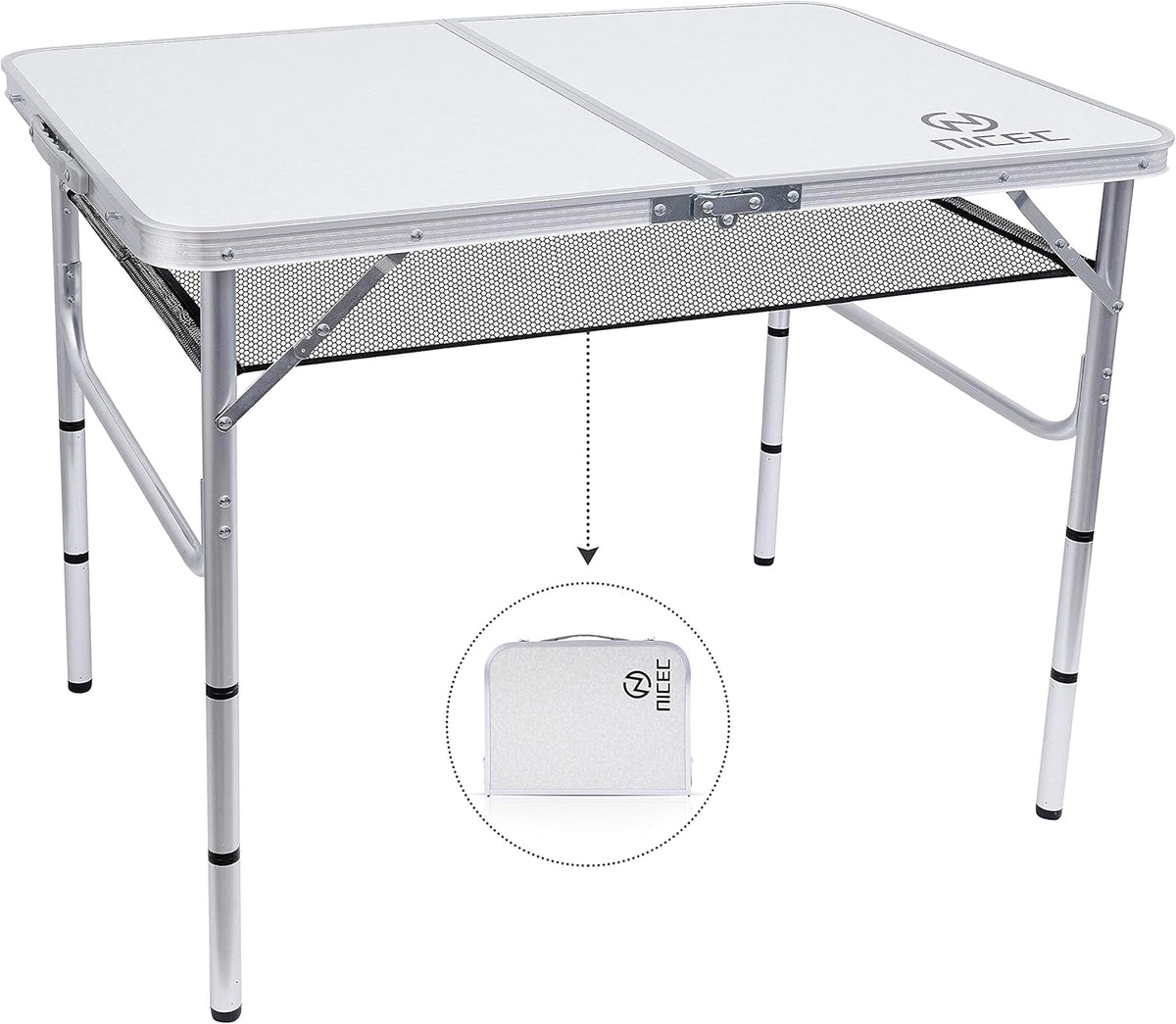 Folding Card Table Adjustable Height Portable Aluminum I4976