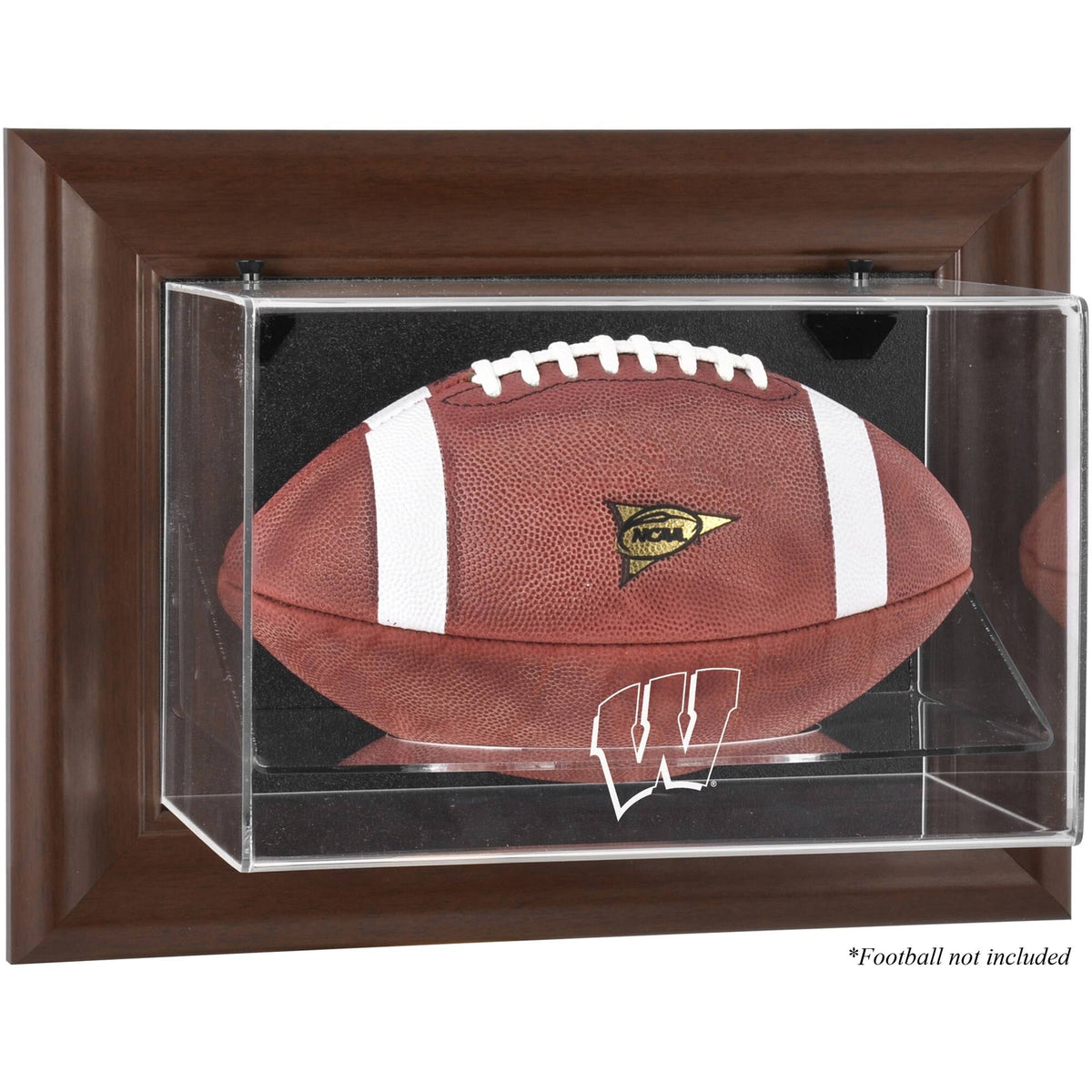 Brown Framed Wall-Mountable Football Display Case Q8868
