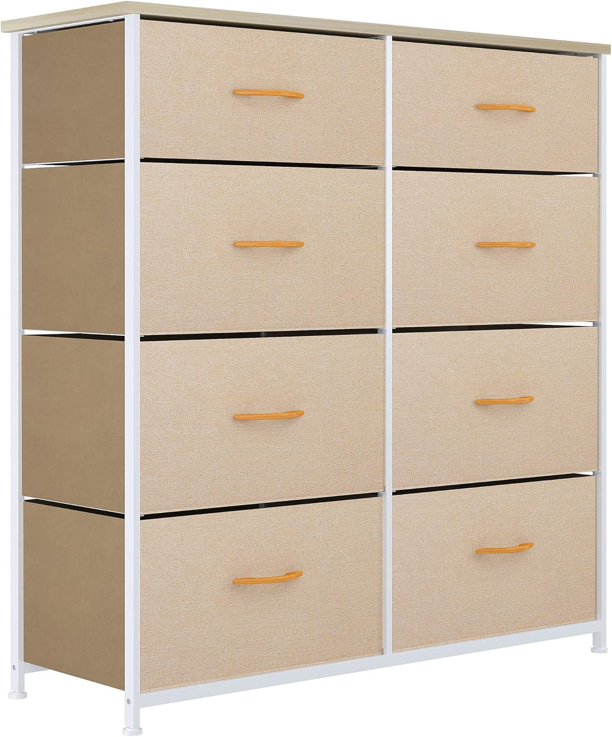 8 Drawer Fabric Dresser with Steel Frame and Wooden Top Q4970