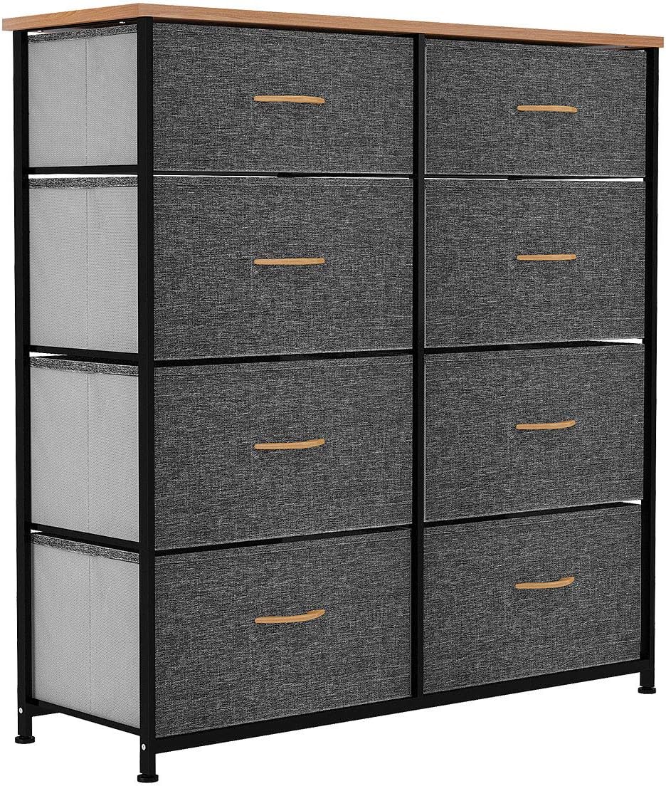 8 Drawer Fabric Dresser with Steel Frame and Wooden Top Q4970