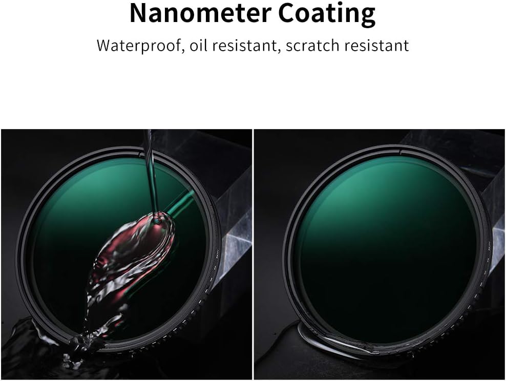77mm Variable Neutral Density Filter ND8-ND2000 Adjustable ND Filter with Multi-Layer Coatings Q35860