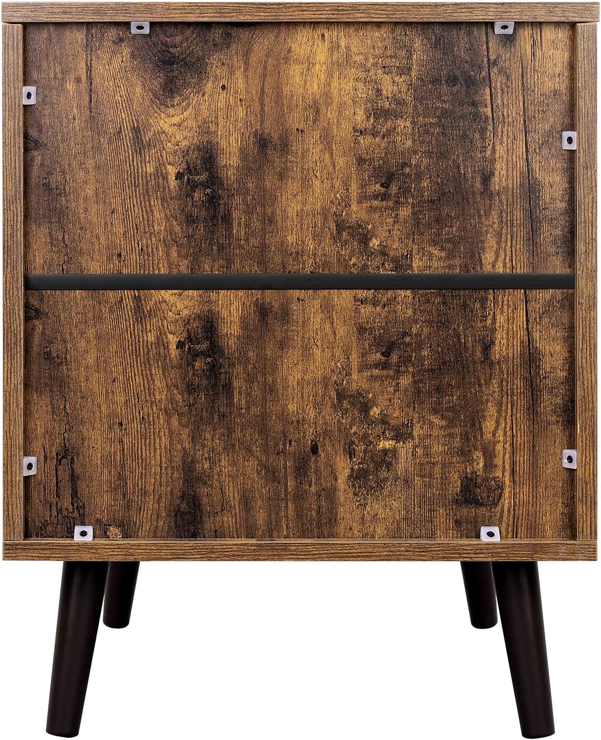 Rustic Brown Nightstand with Open Shelf and Cabinet A7785