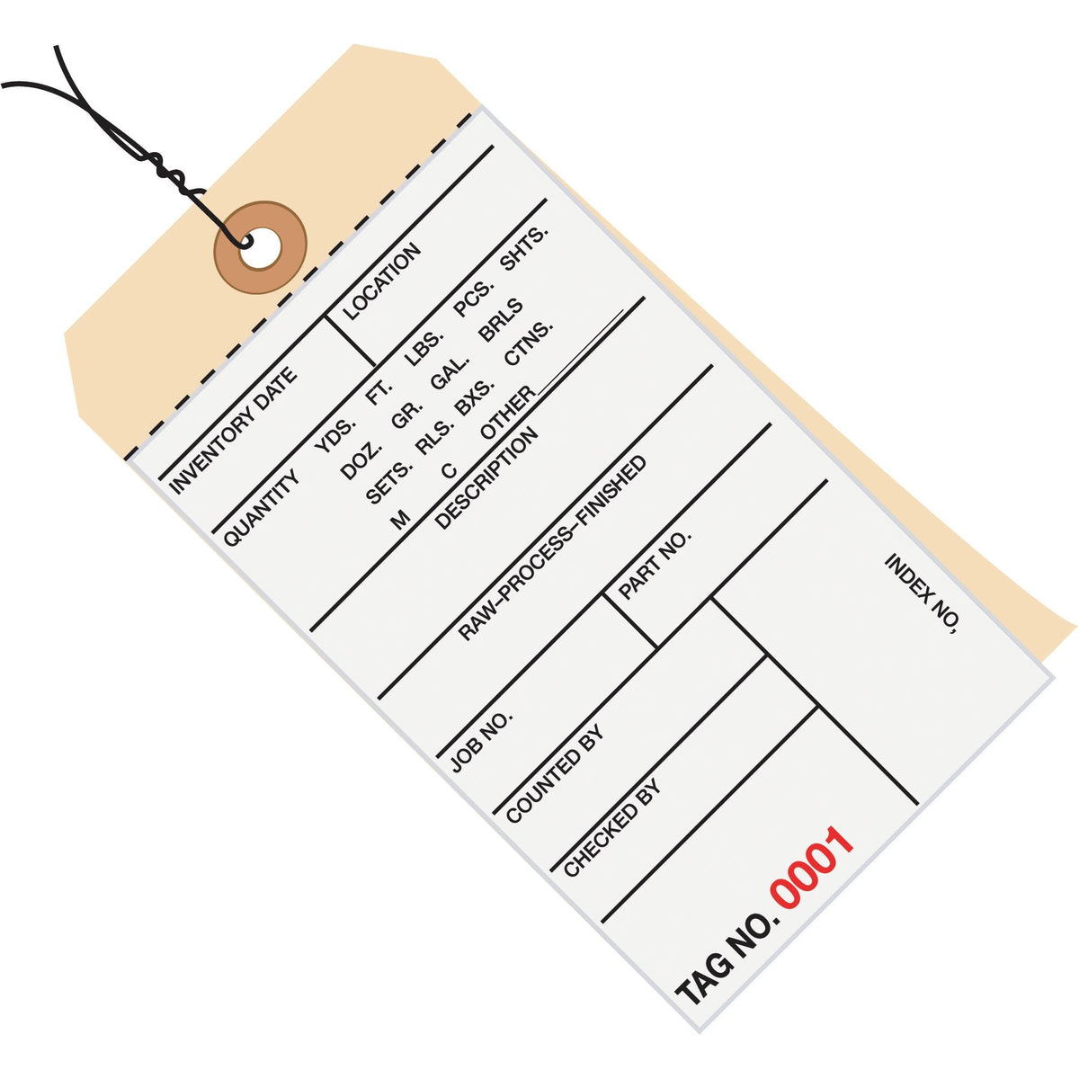 Inventory Tags 2 Part Carbonless #8 Pre-Wired O56991