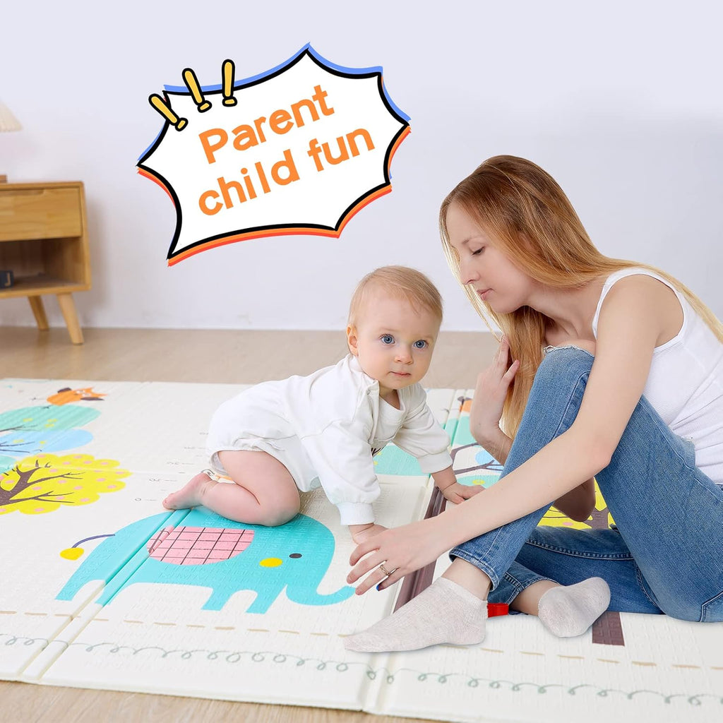 Reversible Foldable Waterproof Foam Baby Play Mat with Carry Bag A176510