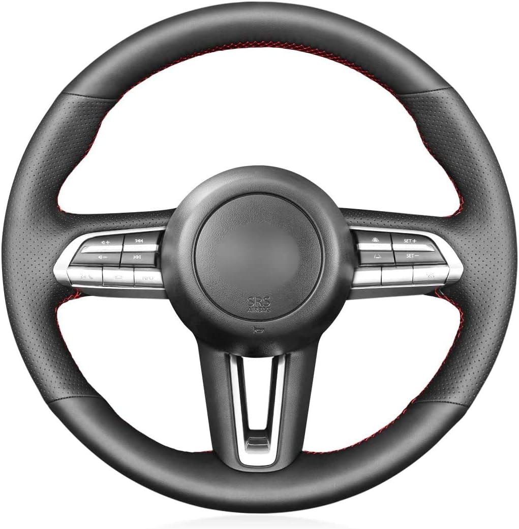 Black Genuine Leather Steering Wheel Cover D824661