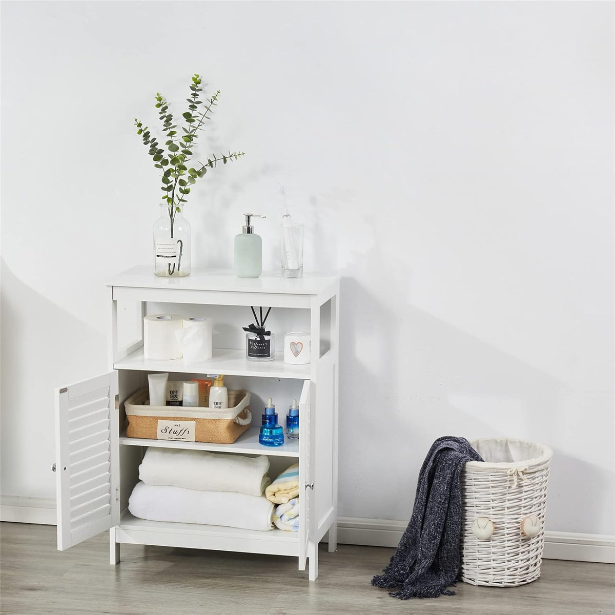 White Storage Cabinet with Two Doors Y9602