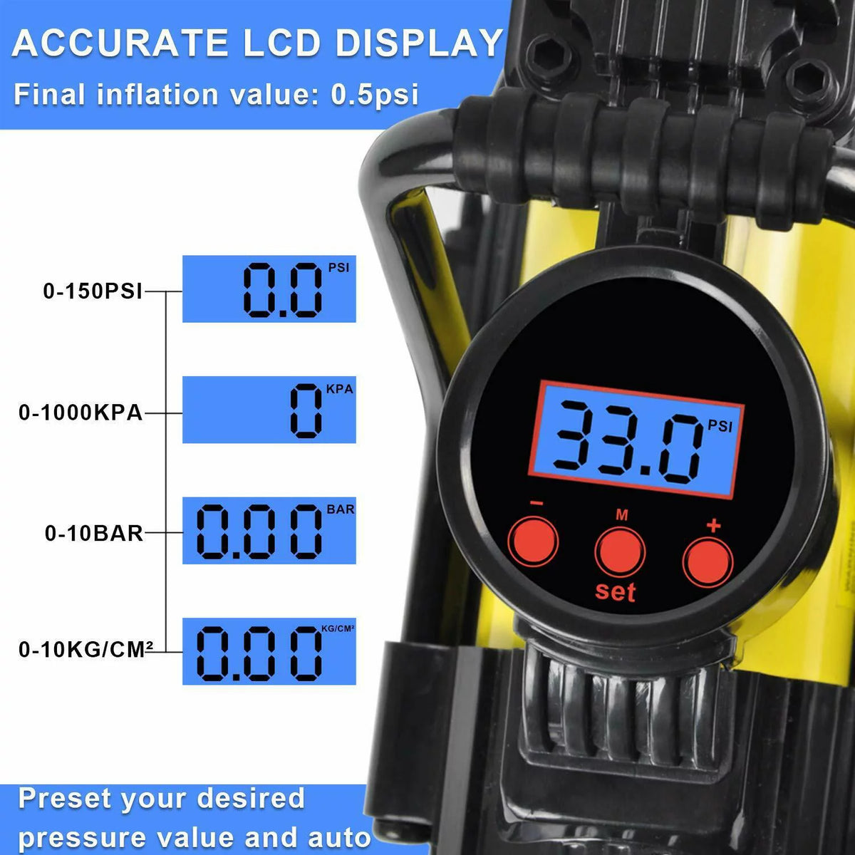 Heavy Duty Portable 12V Car Tire Inflator Pump Air Compressor 150 PSI E649