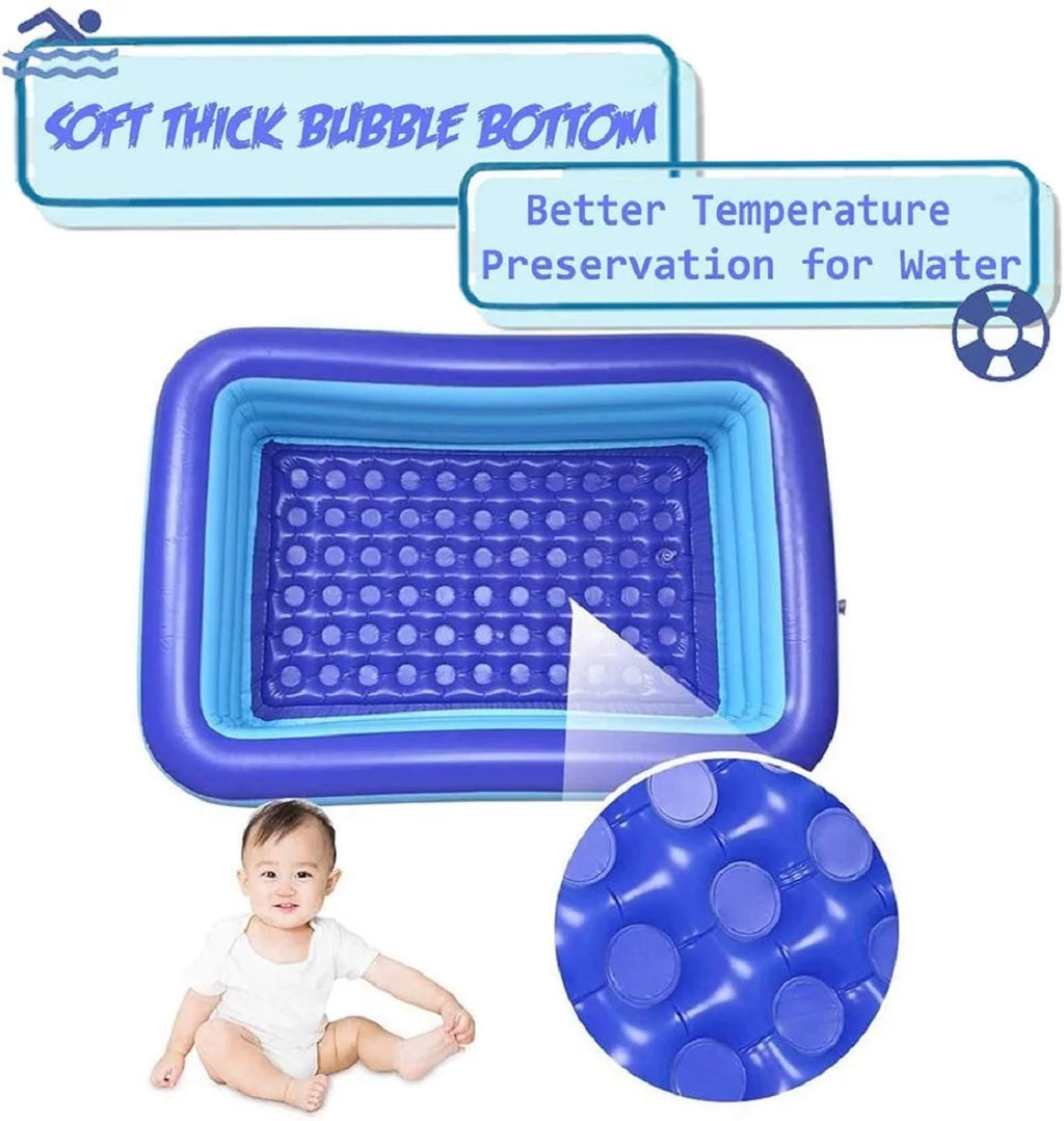 Inflatable Pool, Thickened Kiddie Pool, BPA-Free, 6.9 x 5 x 1.8 ft, Blue D730332
