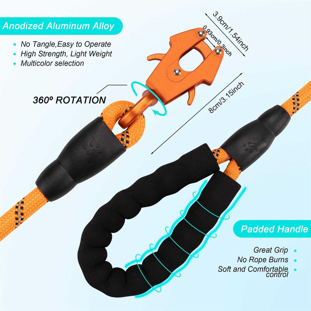 Heavy Duty Reflective Nylon Dog Leash with Locking Clip C6473