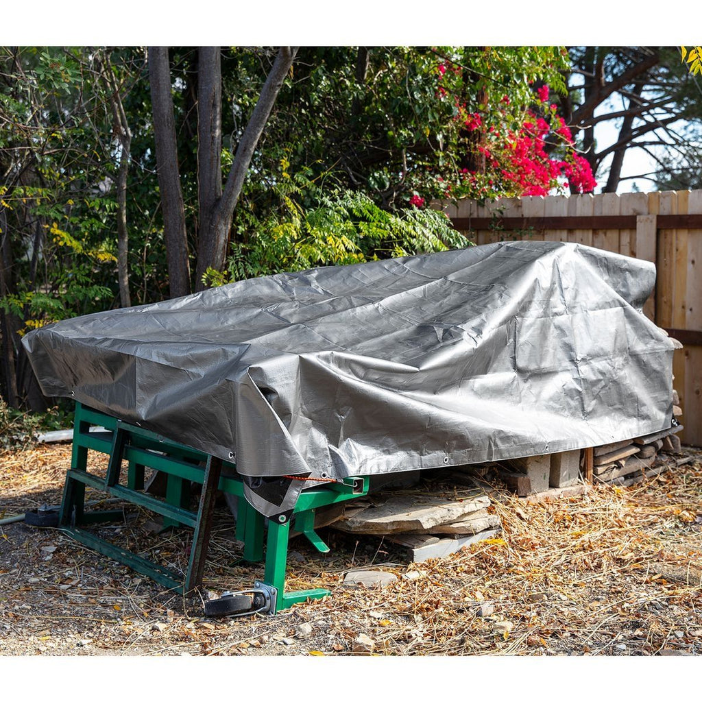 8 ft. x 10 ft. Silver and Black Weather-Resistant Tarp O519889