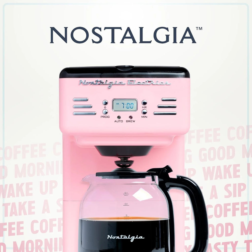 Red 12-Cup Programmable Retro Coffee Maker V466