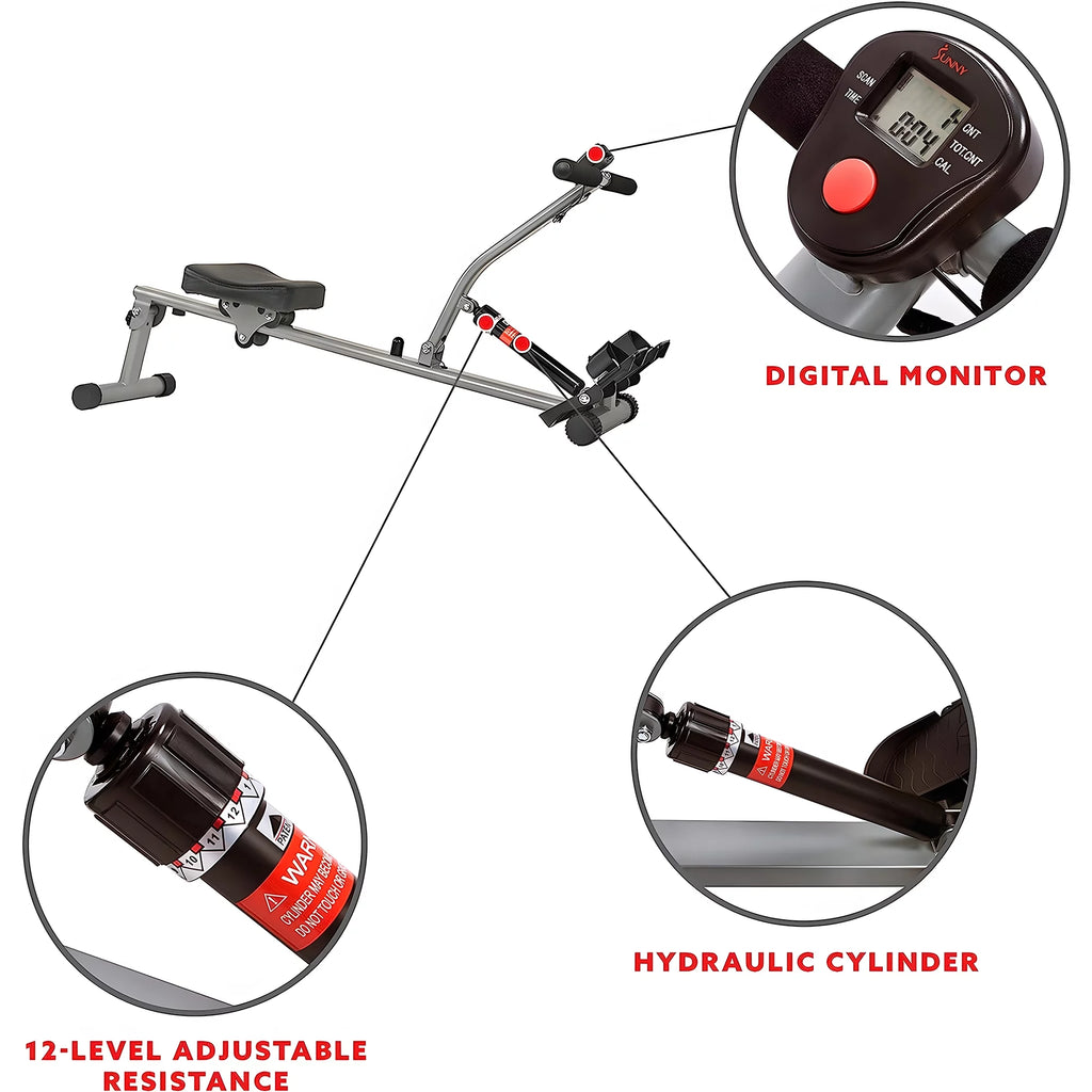 Rowing Machine with Adjustable Resistance and Digital Monitor H52584