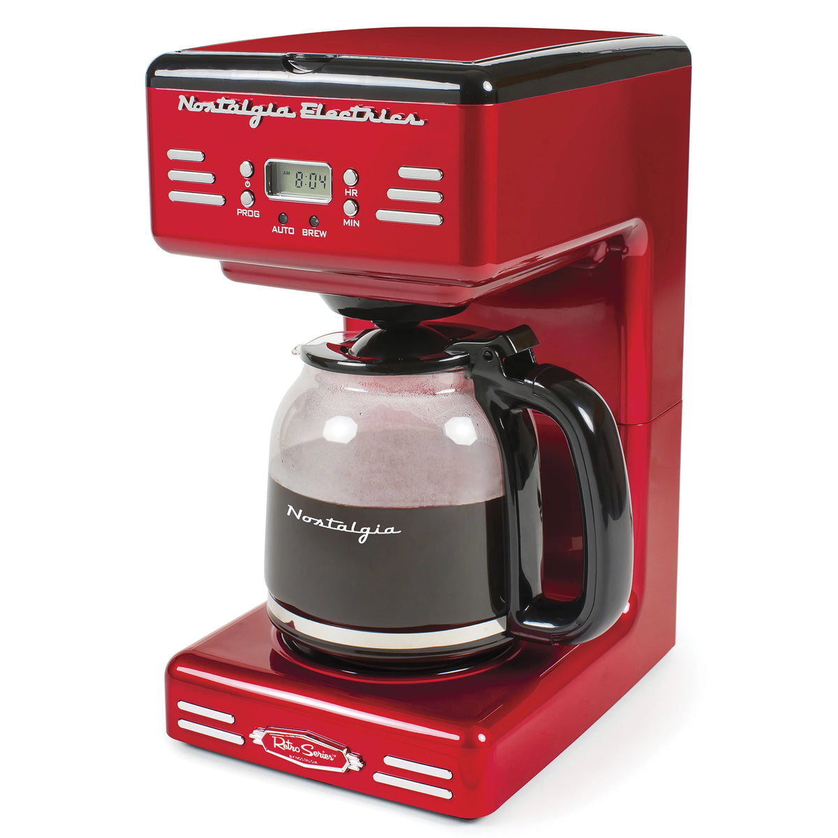 Red 12-Cup Programmable Retro Coffee Maker V466