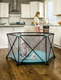 Portable Play Yard, Washable, Aqua, 6-Panel U918