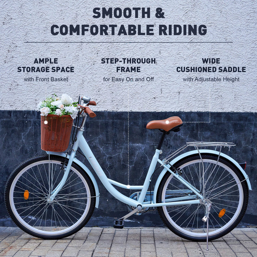 26 Inch Cruiser Bicycle with Basket Rack C186808