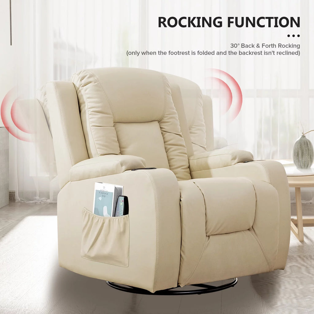 Black PU Leather Heated Massage Recliner Chair Y442