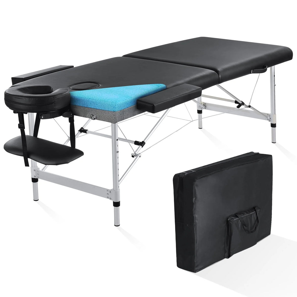Portable 84 Inch Adjustable Folding Massage Table Black N447770
