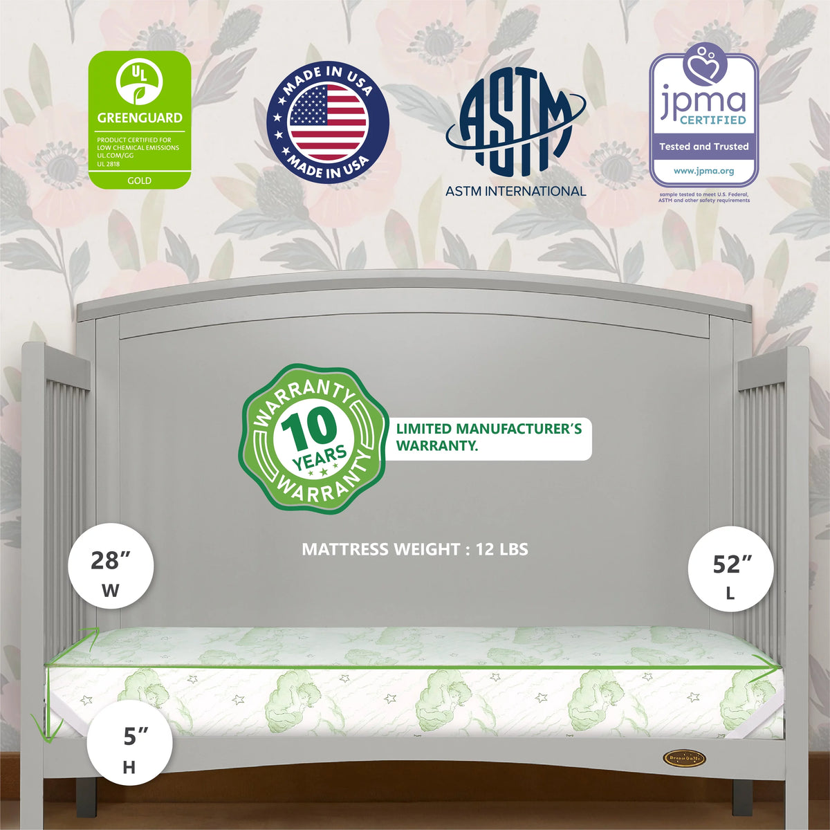 5 88 Coil Crib & Toddler Mattress O829