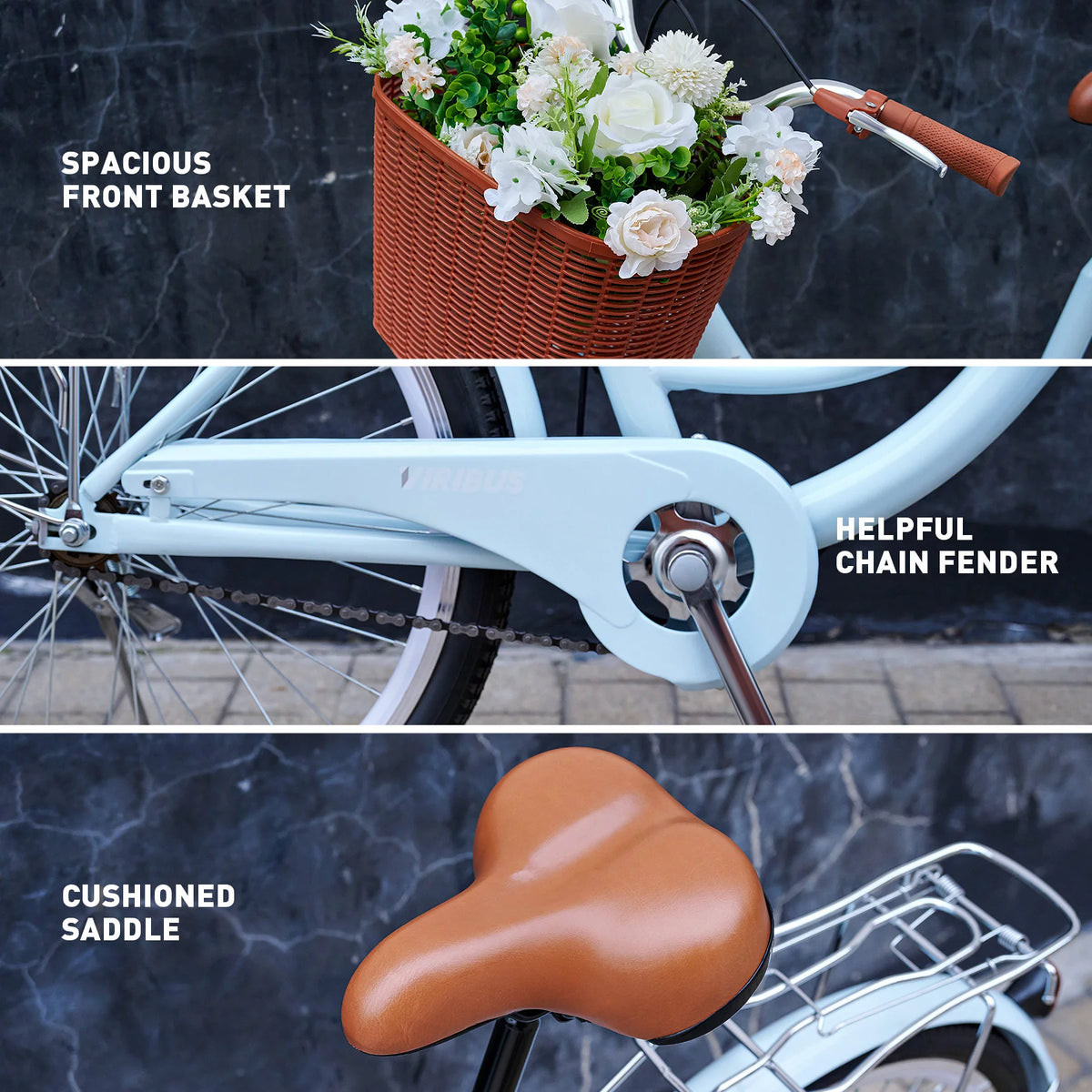 26 Inch Cruiser Bicycle with Basket Rack C186808
