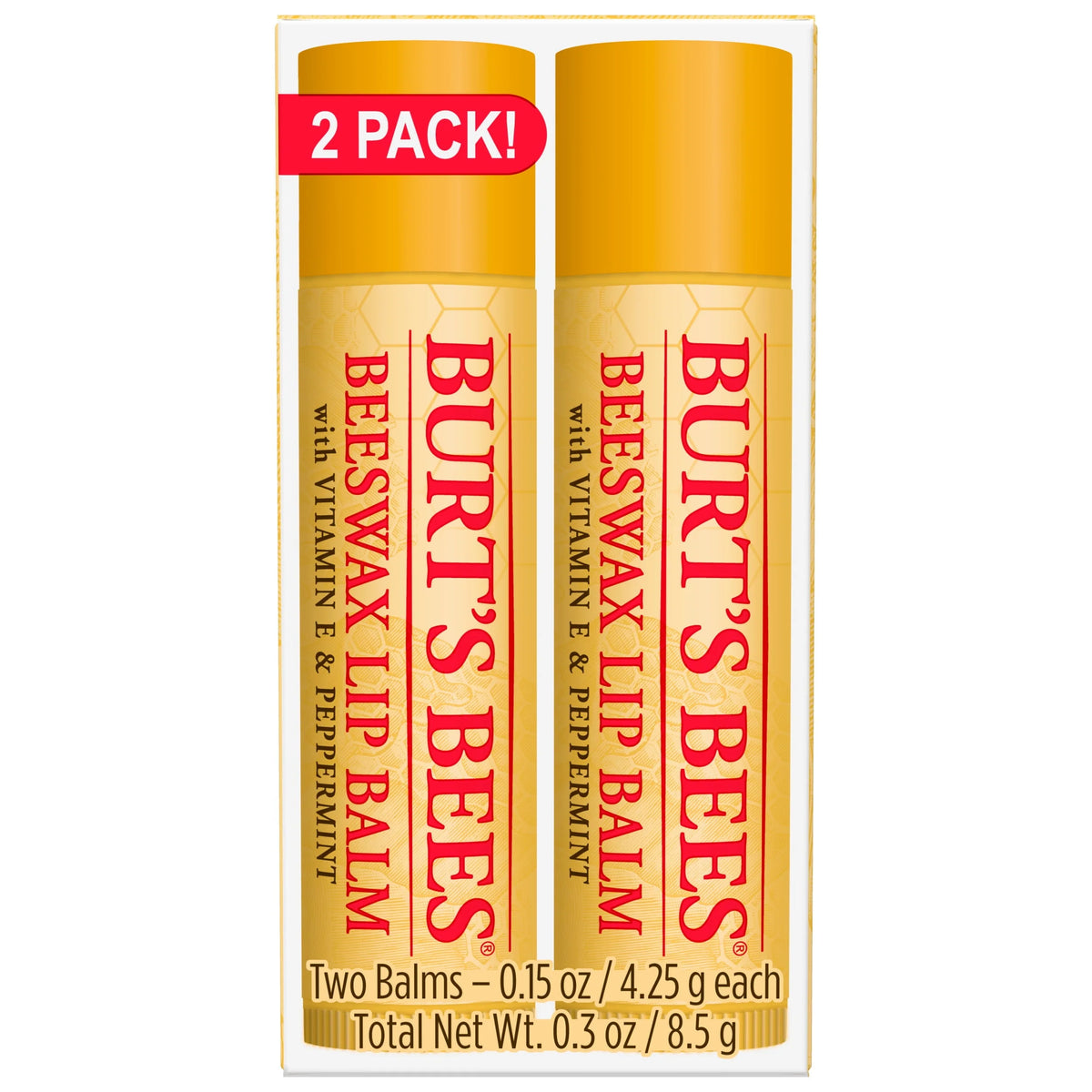 Moisturizing Lip Balm with Beeswax, Vitamin E & Peppermint Oil, 3 Count V27064