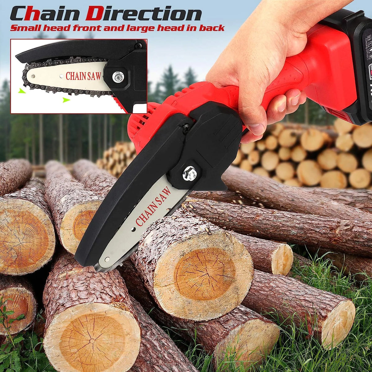 Cordless Mini Chainsaw with 2 Batteries L5631