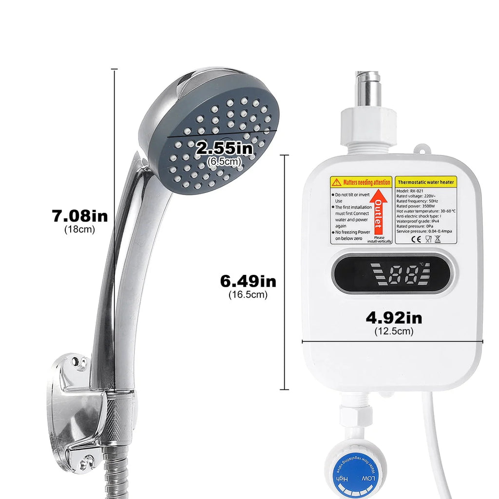 3500W Tankless Water Heater with Shower Head Set H790434