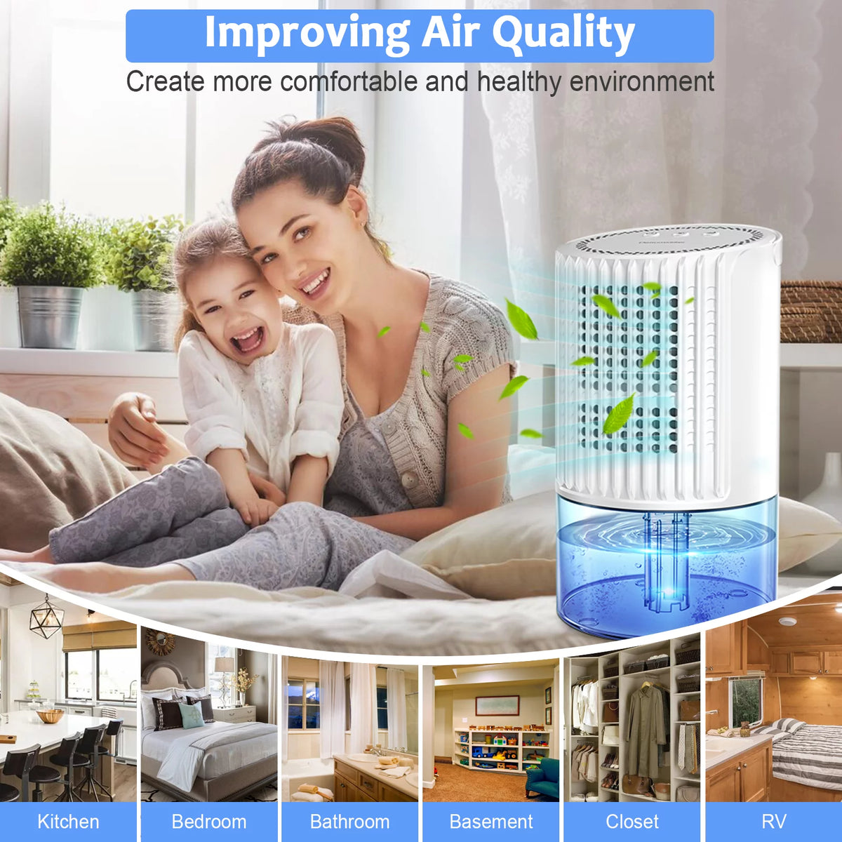 Portable Ultra Quiet Dehumidifier 1000ML White D75557