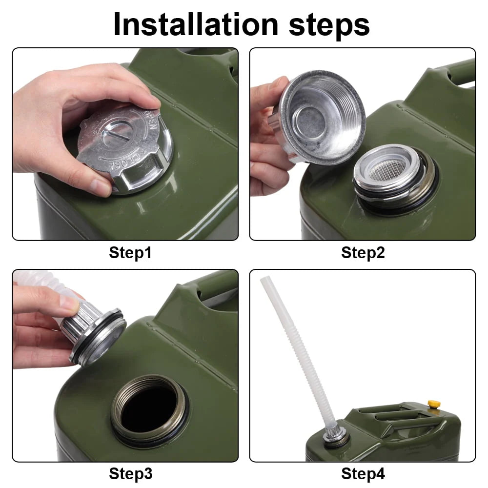 Portable Jerry Can with Spout, Army Green, 20L 5 Gallon P8289