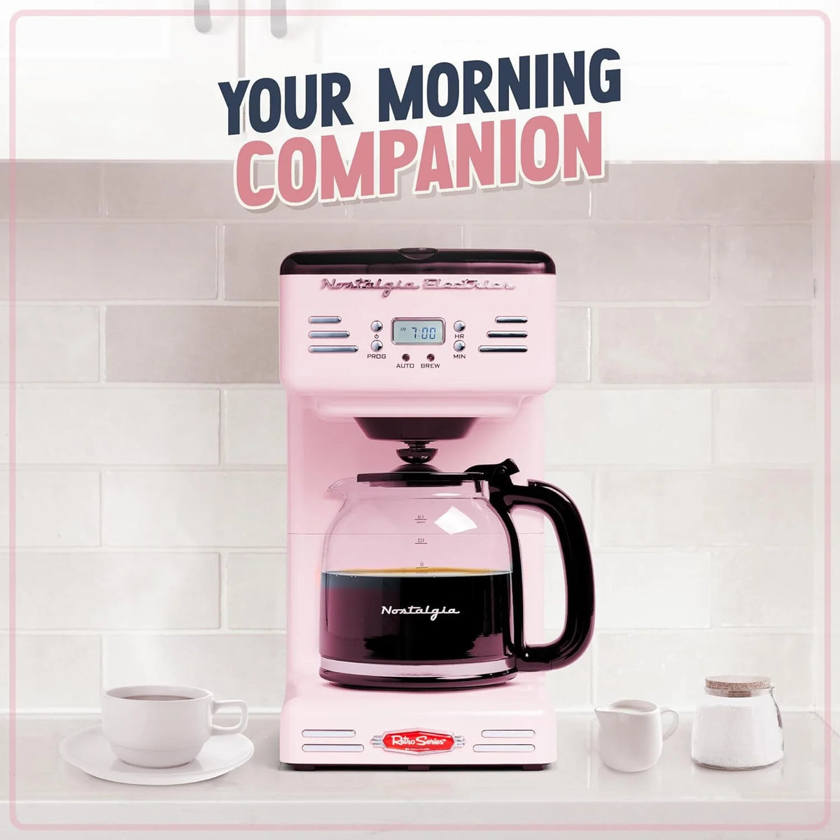 Red 12-Cup Programmable Retro Coffee Maker V466