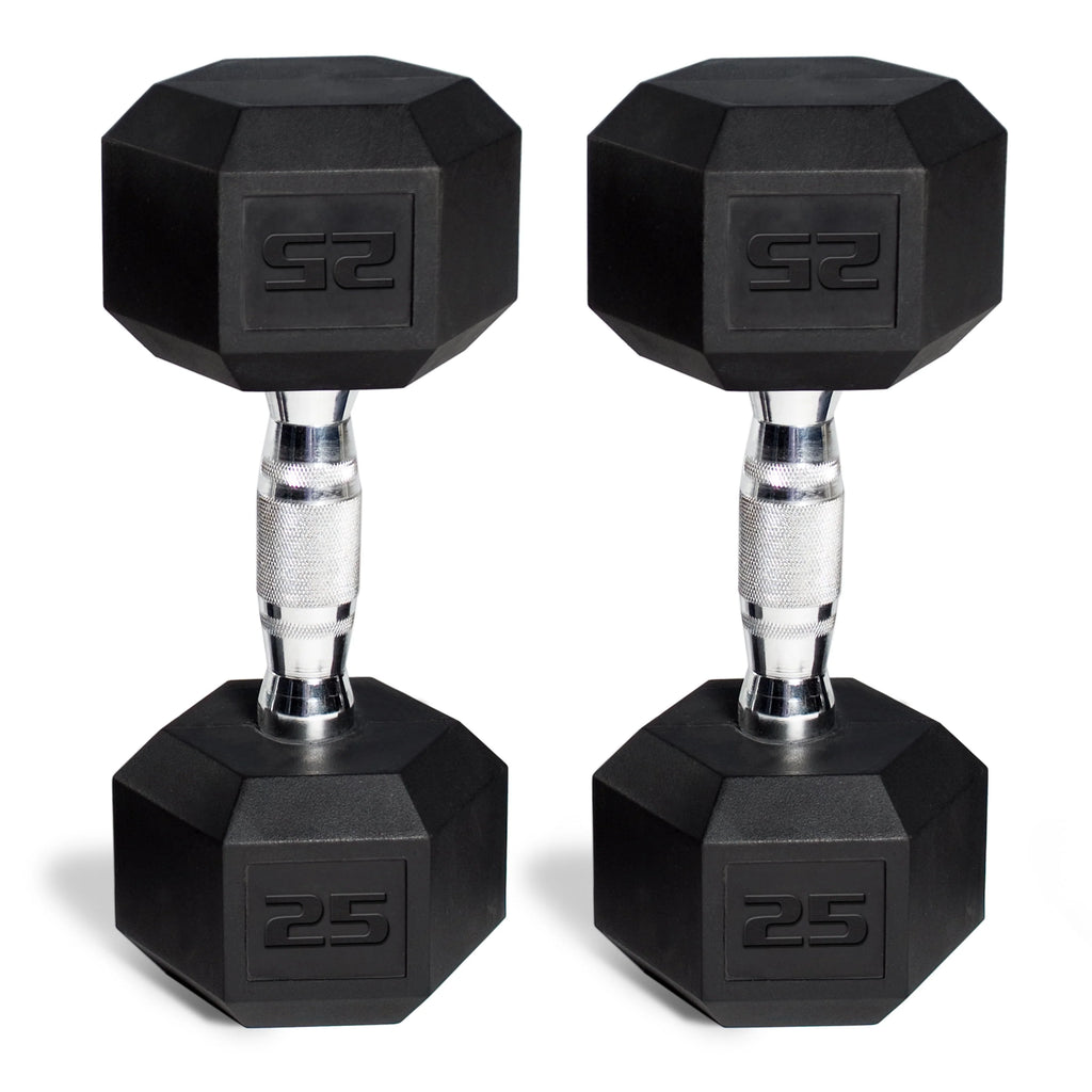 50 lb Rubber Hex Dumbbell Weight Set W22839
