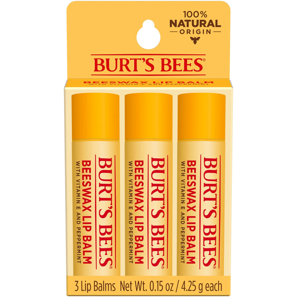Moisturizing Lip Balm with Beeswax, Vitamin E & Peppermint Oil, 3 Count V27064