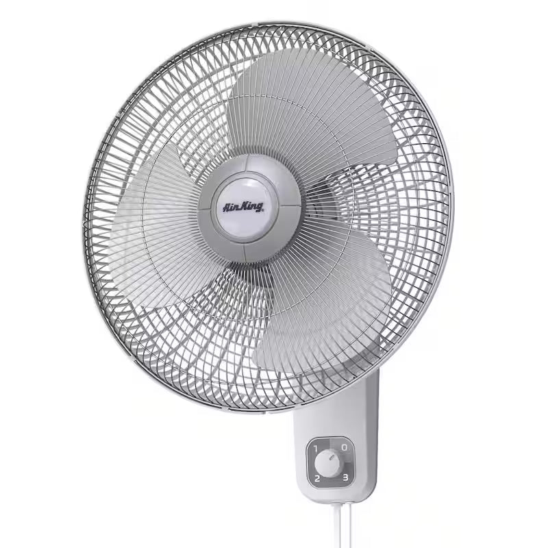 16 in. 3 Speed Oscillating Wall Mount Fan with Adjustable Head in Gray Z98414