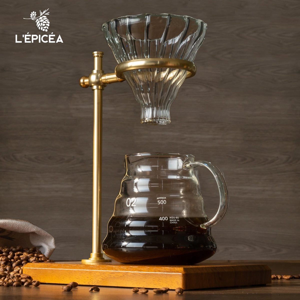 Pour over Coffee Maker Set Stainless Steel Glass Coffee Dripper F96779