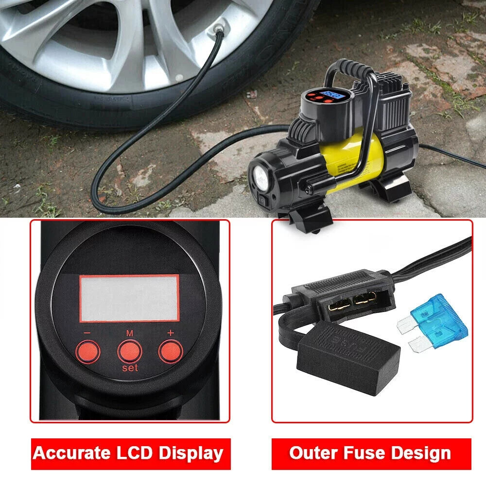 Heavy Duty Portable 12V Car Tire Inflator Pump Air Compressor 150 PSI E649
