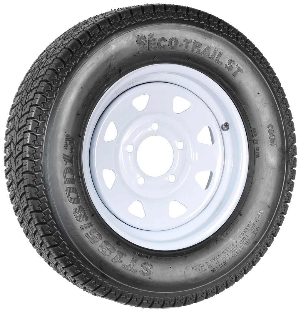 Two Trailer Tires On Rims ST185/80D13 13 White Spoke Wheel S907