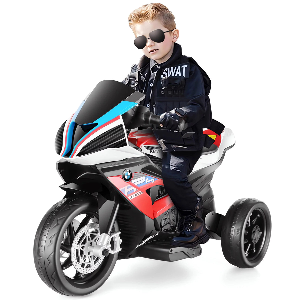 12V White 3 Wheels Kids Ride on Motorcycle D841778