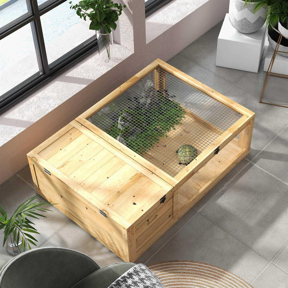 Wooden Tortoise House Turtle Habitat Enclosure V8246