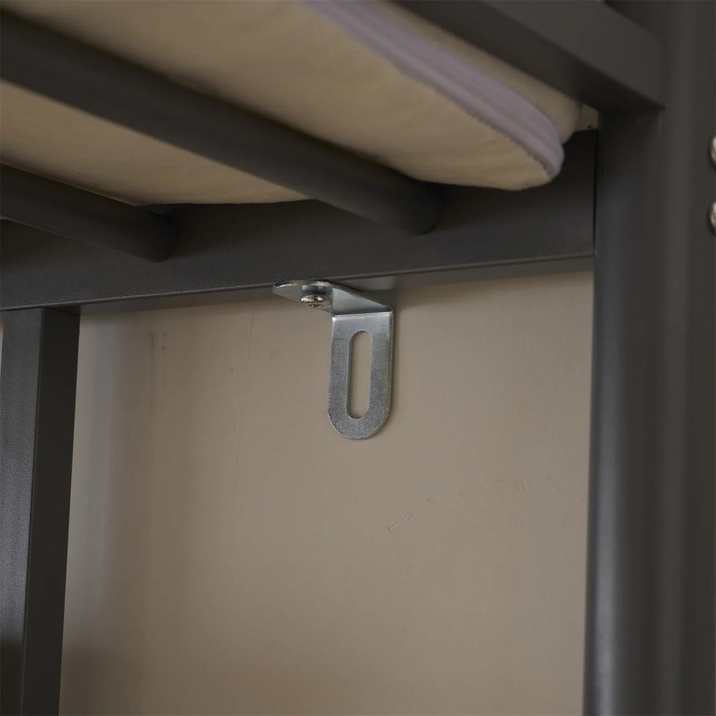 Twin Size Black Metal Loft Bed with Desk and Shelves U464