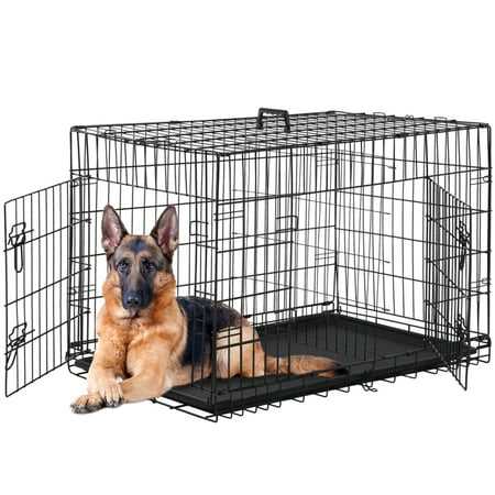 XL 42 inch Folding Wire Dog Crate with Divider and Double Door O479995