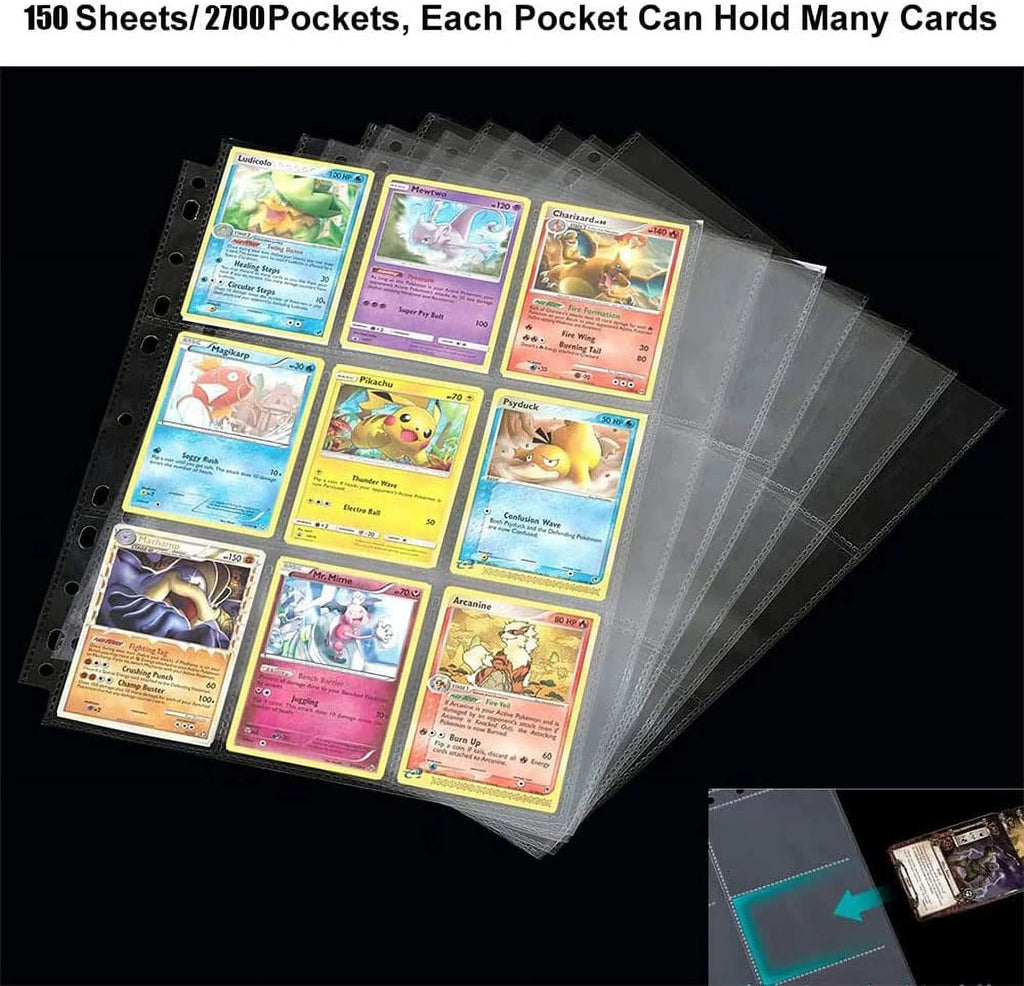 150 Pack Double Side 9-Pocket Trading Card Sleeve Pages J736