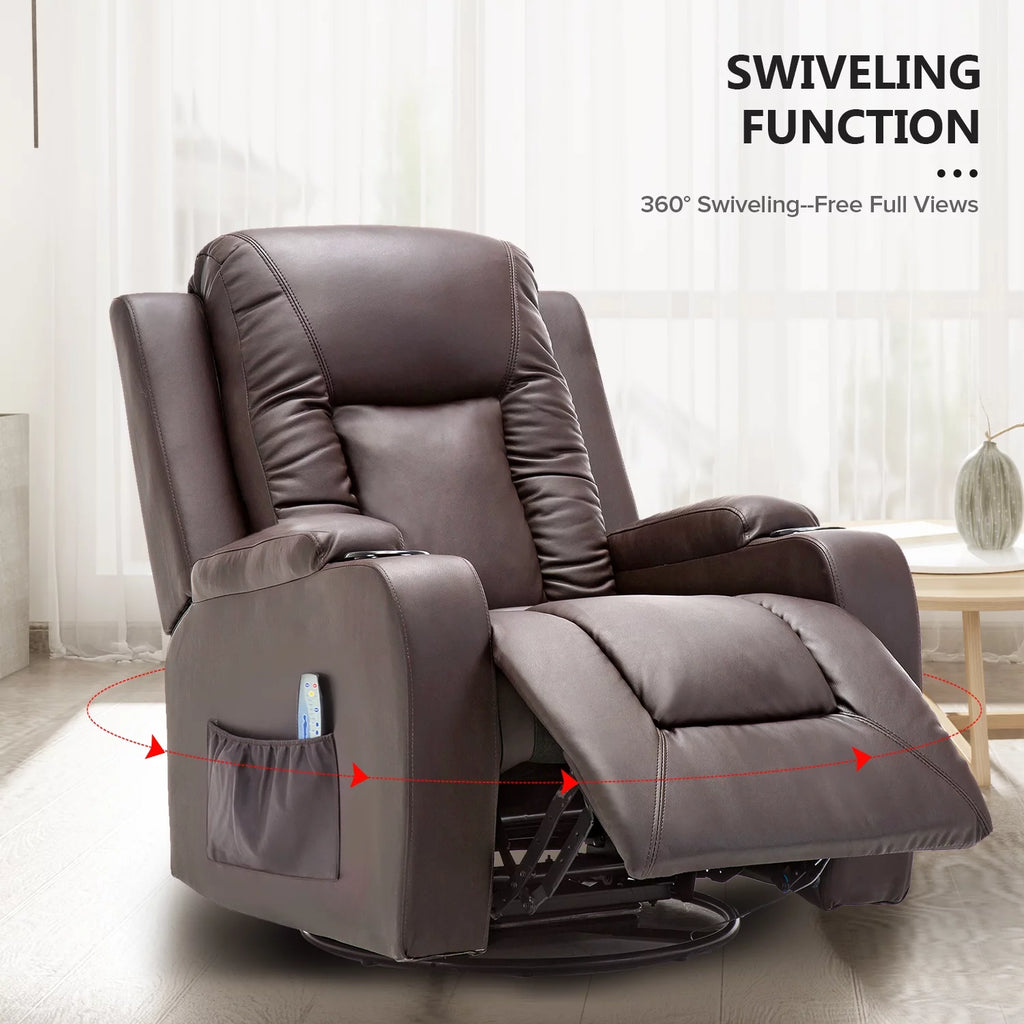 Black PU Leather Heated Massage Recliner Chair Y442