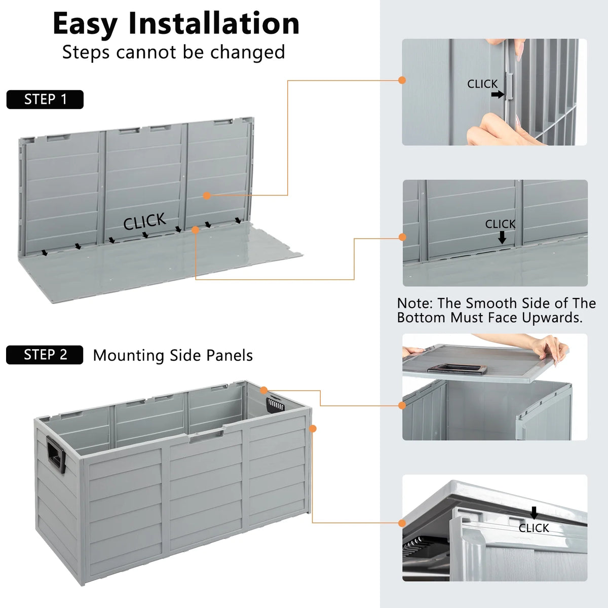 Black 75gal Outdoor Plastic Storage Deck Box T239