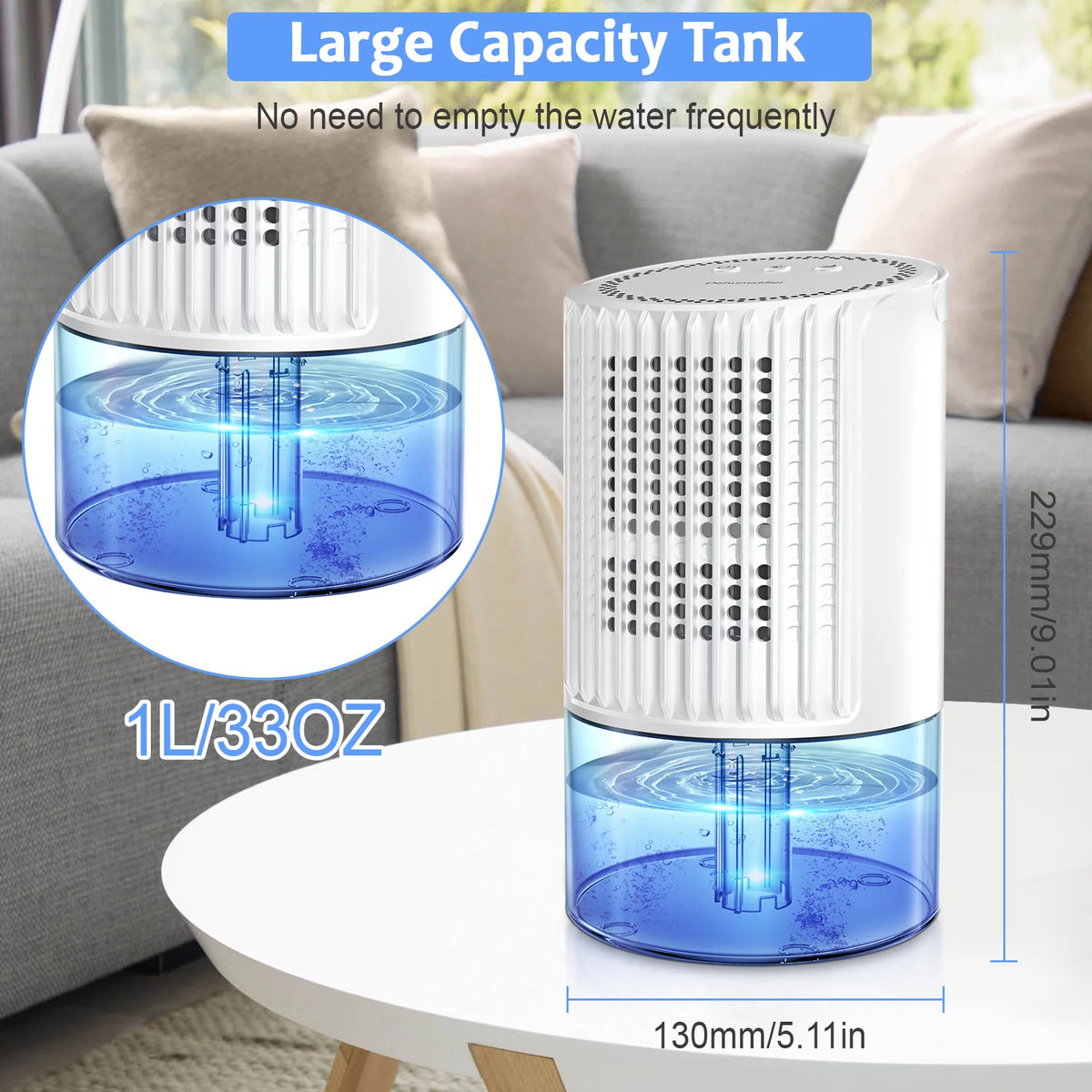 Portable Ultra Quiet Dehumidifier 1000ML White D75557